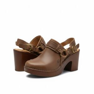 BØRN Leather Brown Women's Clog Heels - Stylish Brown Slingback